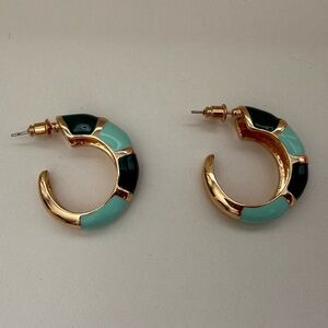 Elegant Gold and Turquoise Hoop Earrings
